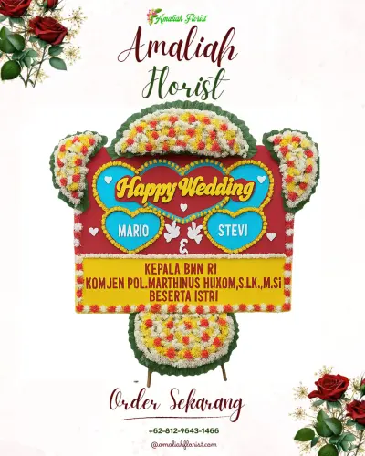 Karangan Papan Bunga Pernikahan di Pagiyanten